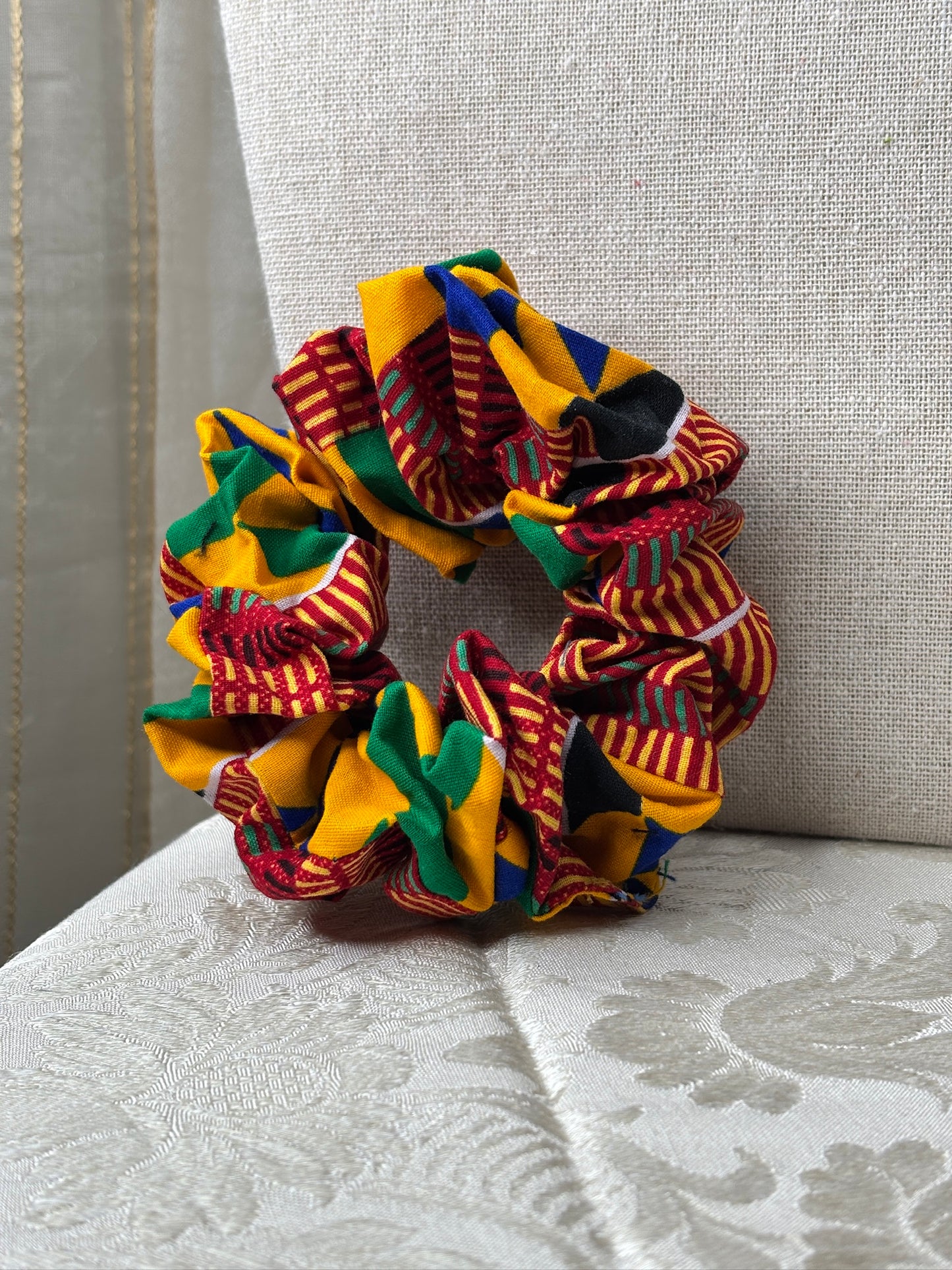 Chouchou en tissu wax | Jaune Kente